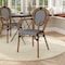Flash Furniture Lourdes Thonet French Bistro Stacking Chair w/Arms, Blk and Wht PE Rattan and Bamboo Print Alum Frm SDA-AD642002A-BKWH-NAT-GG - alternate 1